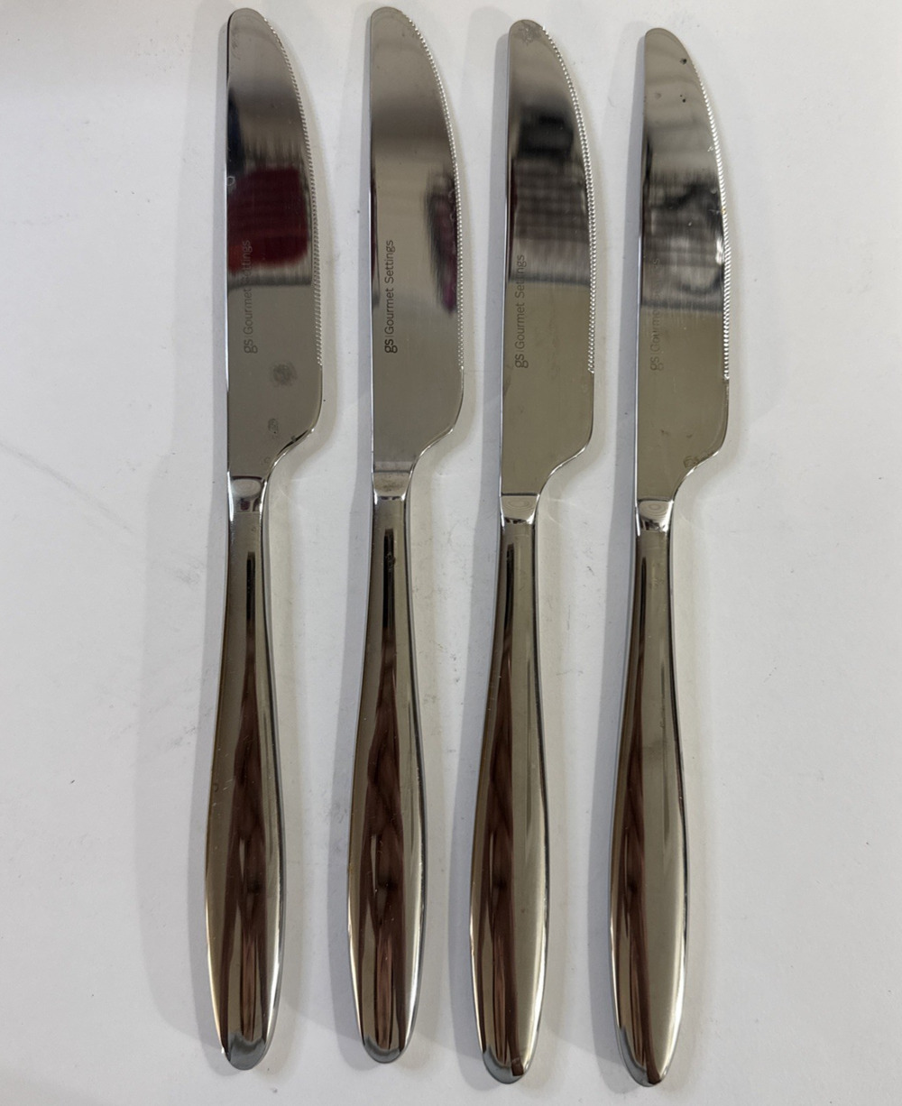 Set Of 4 Gourmet Settings GS Ellilpse 18/10 Stainless Flatware Dinner Knives